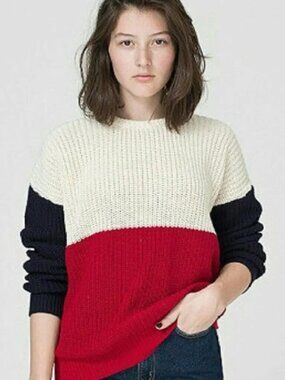 American Apparel Colour Block Fisherman Cotton Sweater